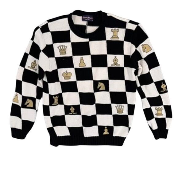 Rowing Blazers Lewis Chessman Knitted Chess Sweater Size XL - Picture 2 of 7